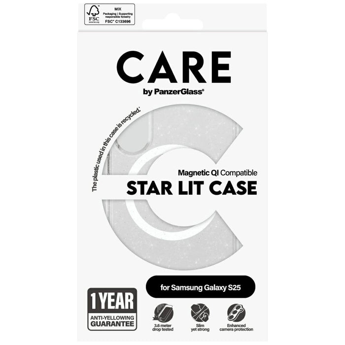 CARE by PanzerGlass Flagship Urban Combat Starlight White QI калъф за Samsung Galaxy S25 - прозрачен