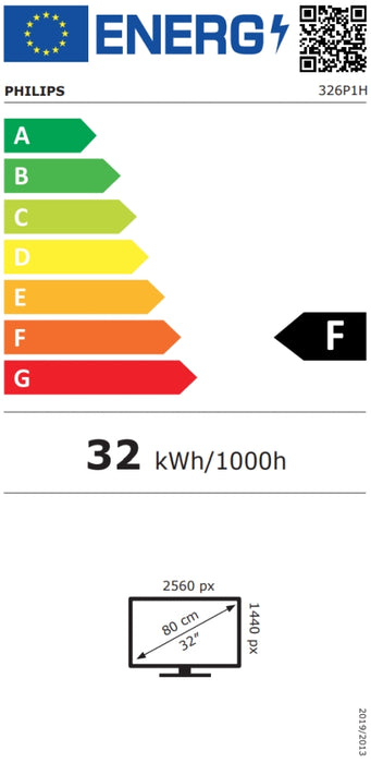 Philips 326P1H, 31.5" IPS WLED, 2560x1440@75Hz, 4ms GtG, 350cd m/2, 1000:1, 50M:1 DCR, Adaptive Sync, FlickerFree, LowBlue Mode, 5Wx2, Tilt, Height Adjust, Pivot, 2xHDMI, DP, USB хъб