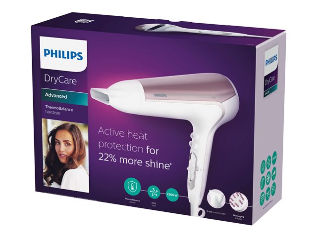 Philips Сешоар DryCare Advanced, ThermoBalance сензор, Йонна грижа, 2200 W