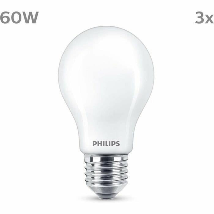 LED крушка Philips A60 E27 Топло Бяло E 7 W 60 W E27 806 lm 3 броя (2700 K)