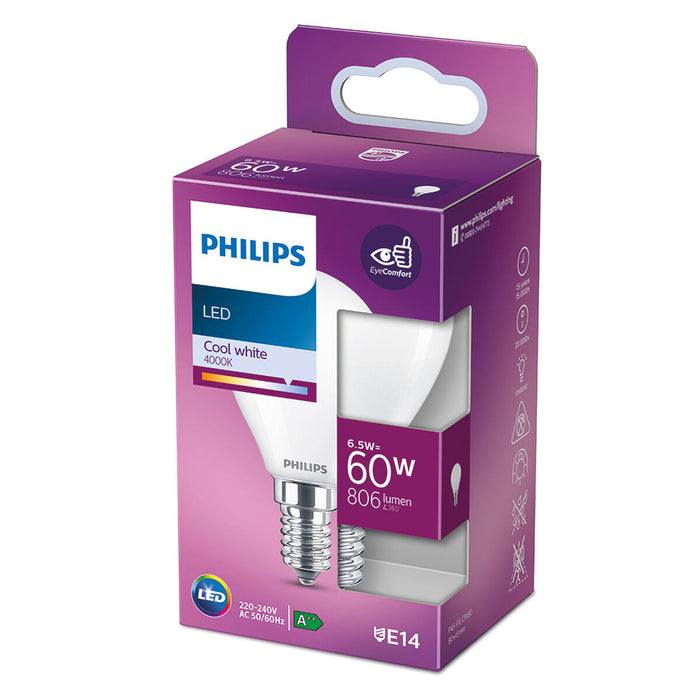 LED крушка Philips E 6.5 W 6,5 W 60 W E14 806 lm Ø 4,5 x 8 cm (4000 K)