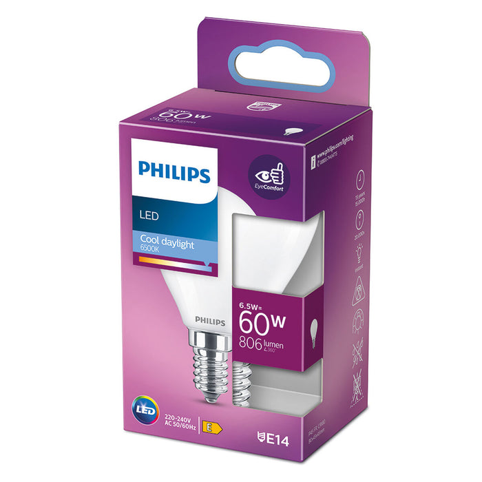 LED крушка Philips E 6,5 W E14 806 lm Ø 4,5 x 8 cm (6500 K)