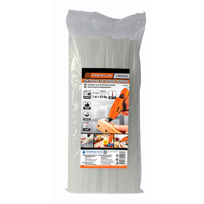 ПАТРОНИ ЗА ТОПЛО ЛЕПЕНЕ 33 БР ПРОЗРАЧНИ Ф 11 Х 300 MM PREMIUM