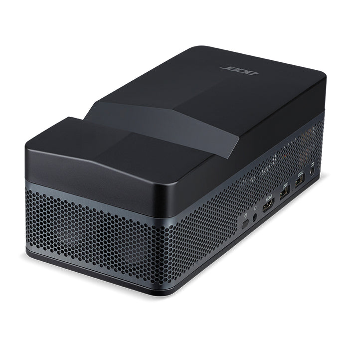 Проектор Acer PD1520Us, DLP, Преносим ултракъсофокусен, FHD (1920x1080), 500 ANSI лумена (2000 LED лумена), 1x, 10 000:1, Интерактивен модул, Smart PJ, Автофокус, HDMI 2.0, USB-A, Аудио x1, DC изход x2, Високоговорители 2x3W, Живот на LED до 30 000 часа,