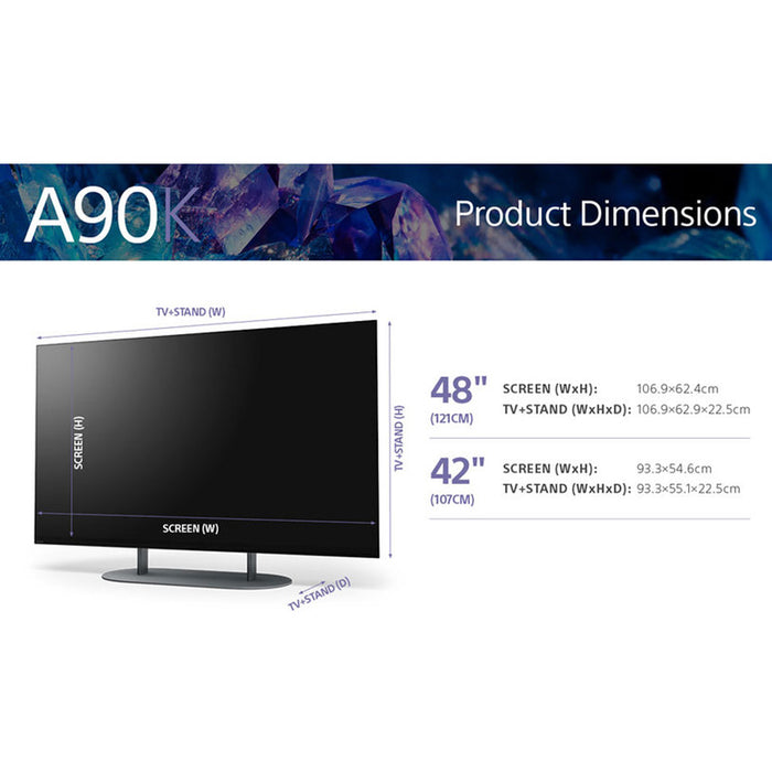 Телевизор SONY Bravia XR48A90KAEP, 48"(121 см), A90K, XR OLED MOTION, 4K Ultra HD, HDR, Smart TV(Google TV)
