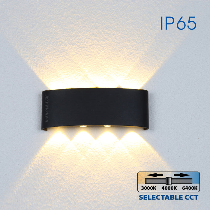 LED ФАСАДНО ТЯЛО 8W 3000-6400K IP65 ЧЕРНО VIVALUX ARUBA