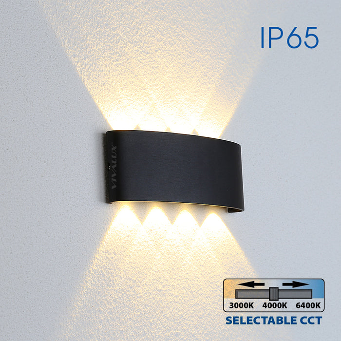 LED ФАСАДНО ТЯЛО 8W 3000-6400K IP65 ЧЕРНО VIVALUX ARUBA