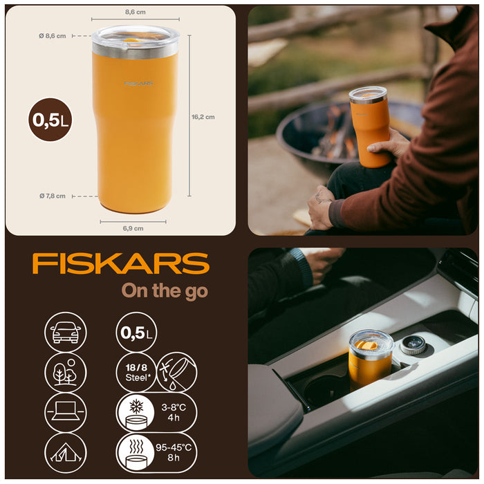 КЪМПИНГ ТЕРМО ЧАША FISKARS 0.5 ОРАНЖЕВА FISKARS On-the-go