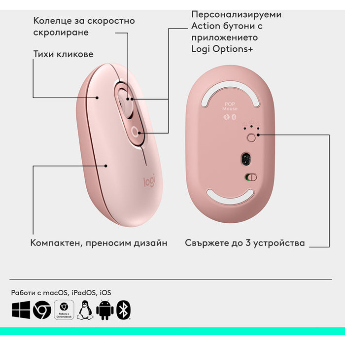 Мишка Logitech POP Розов