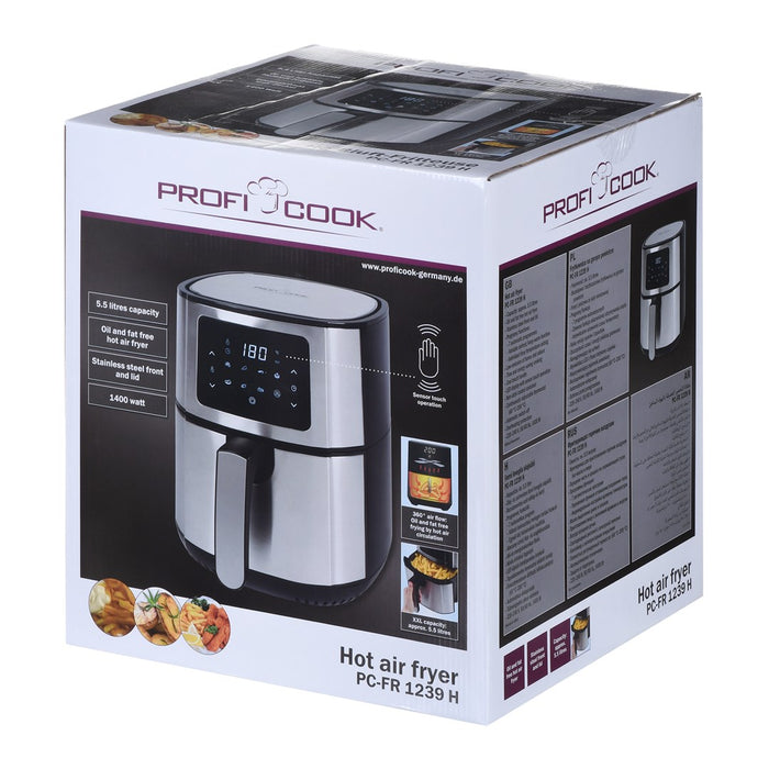 ProfiCook PC-FR 1239 H Single 5,5 L Самостоятелен фритюрник с горещ въздух Черен, Неръждаема стомана