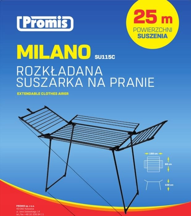 Сушилня за пране PROMIS MILANO, сгъваема, допълнителни 4 крила, черна