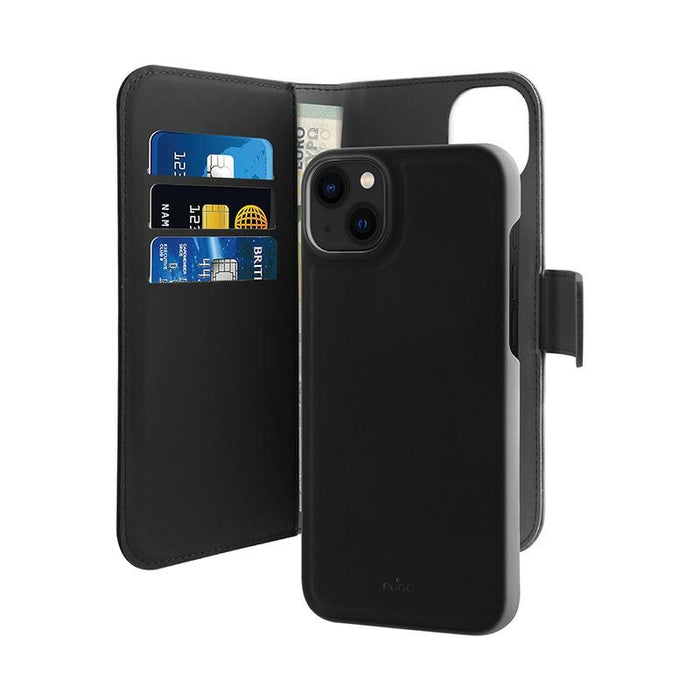 Калъф тип портфейл Puro Wallet Detachable 2в1 за iPhone 14 Plus/15 Plus 6,7", черен