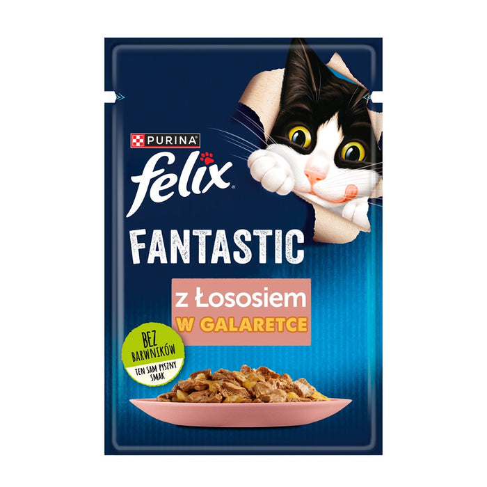 FELIX Fantastic със сьомга в желе - мокра храна за котки - 85гр