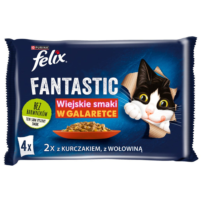 Felix Fantastic в желе Телешко с Пиле 340 гр. (4 х 85 гр.)
