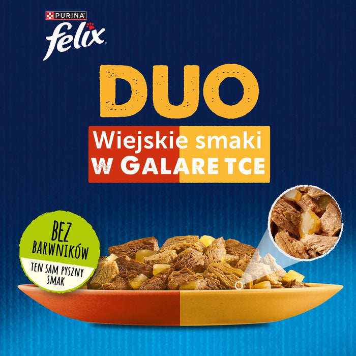 Felix Fantastic Duo месо - телешко и птиче, пилешко и бъбречно, агнешко и телешко, пуешко и черен дроб - 4 х 85гр.