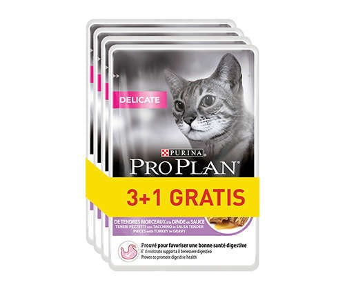 PURINA Pro Plan Delicate Turkey - мокра храна за котки - 85g 3+1