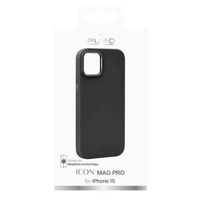 Силиконов калъф Puro Icon Mag Pro MagSafe за iPhone 15 - черен