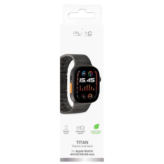 Каишка за Apple Watch от неръждаема стомана Puro TITAN 42/44/45/49 мм - черна