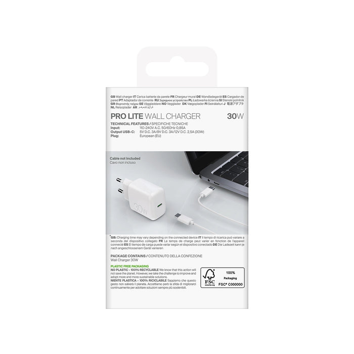 Puro PROLITE 30W USB-C стенно зарядно - бяло