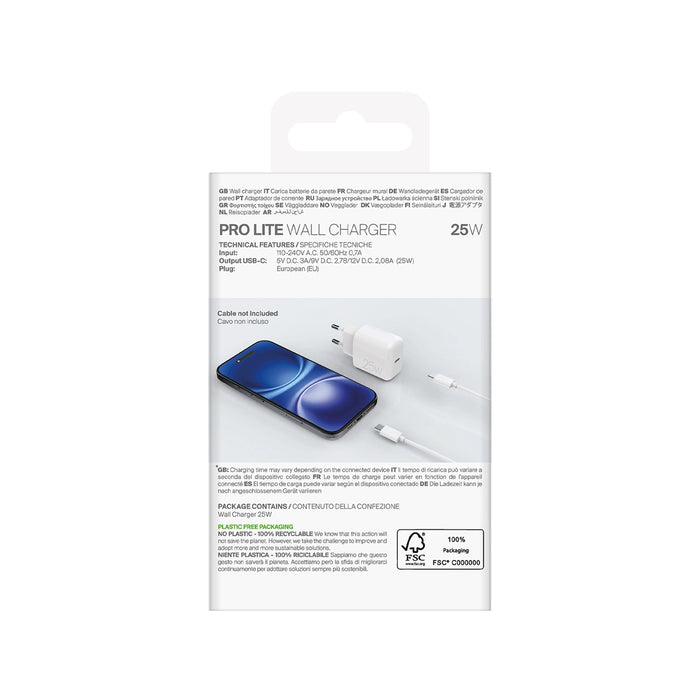 Puro Daily Prolite 25W USB-C Power Delivery зарядно - бяло