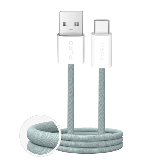 Puro Fabrik 2.0 10W USB-A - USB-C плетен кабел 1,5 м - зелен