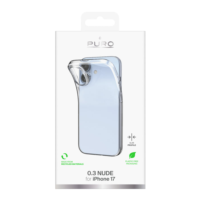 Puro 0.3 Nude Ultra-Slim TPU калъф за iPhone 17 - прозрачен