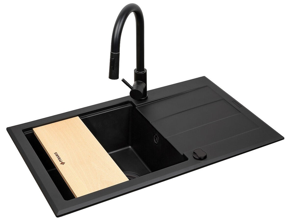 Комплект - PYRAMIS SPARTA PLUS LUX (78X48) 1B 1D мивка + БАТЕРИЯ IDEA BLACK EDITION - 070175802BE - Volcano