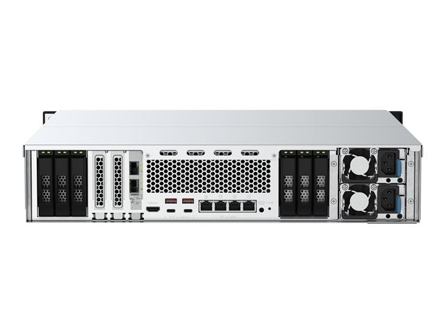 QNAP TS-h3088XU-RP-W1250-32G NAS за монтиране в шкаф с 30 отделения Intel Xeon W-1250 6 ядра 3,3 GHz 32 GB UDIMM DDR4 ECC 4 слота макс. 128GB 2x25GbE