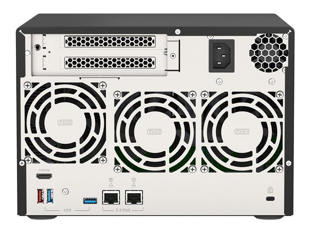 QNAP TVS-675-8G 6-отделение NAS KX-U6580 8C/8T 2.5GHz 8GB 6xSATA 6Gb/s отделения 2xM.2 NVMe PCIe Gen3 SSD слота 2x2.5GbE LAN по избор 10GbE