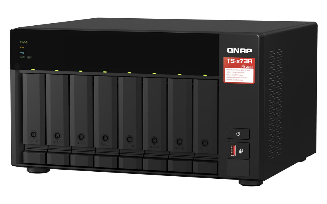 QNAP TS-873A NAS Tower Ryzen Embedded V1500B 8 GB DDR4 30.72 TB SSD QuTS hero Черен