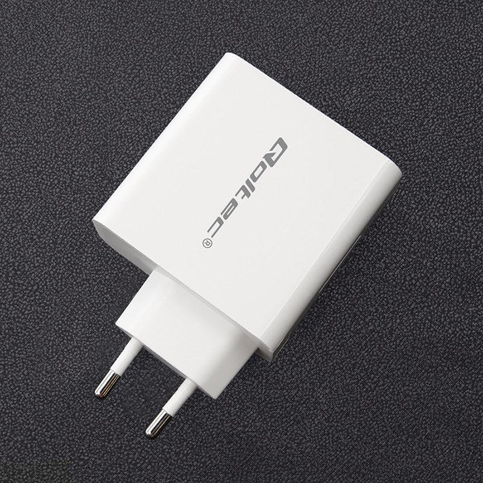 Зарядно устройство Qoltec 51715| 63W | 5-20V | 1.5-3A | USB тип C PD | USB QC 3.0 | Бяло