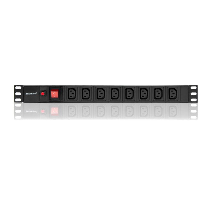 Qoltec 53998 Power strip for RACK 19" | 1U | 10A | PDU | 8xIEC C13 | 2m
