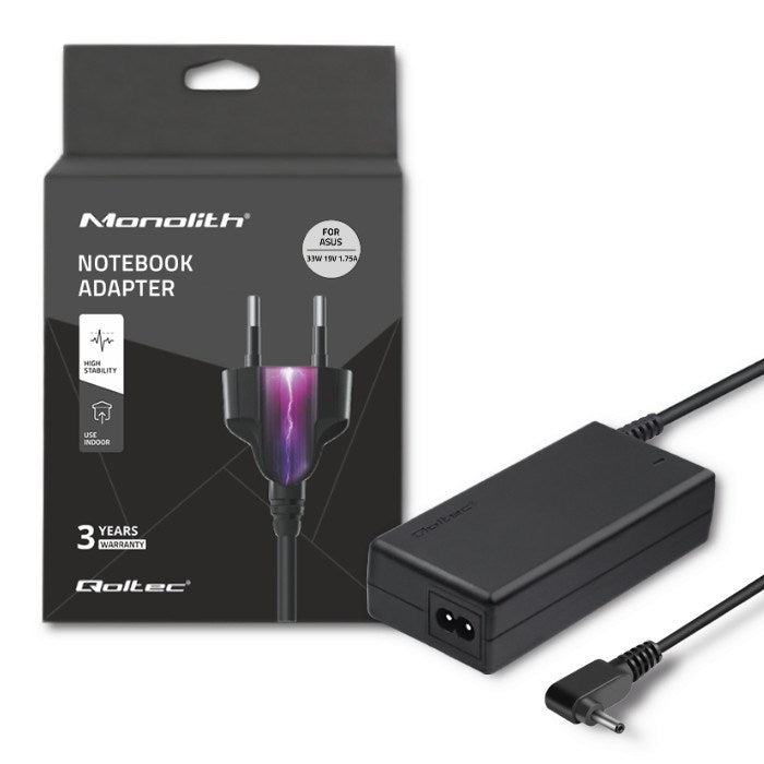 Qoltec 51507.33W Захранващ адаптер за Asus | 33W | 19V | 1.75A | 4,0*1,35 | + захранващ кабел