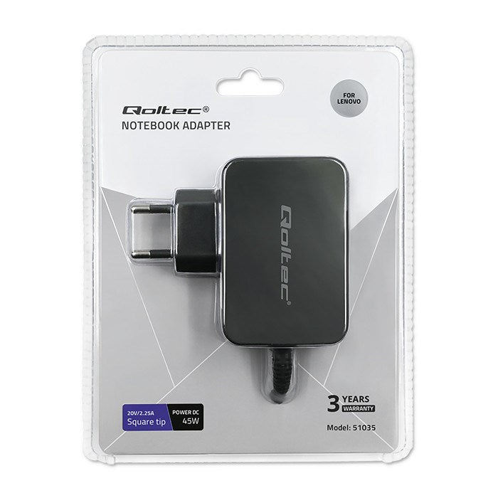 Qoltec 51035 захранващ адаптер/инвертор за вътрешен 45 W черен
