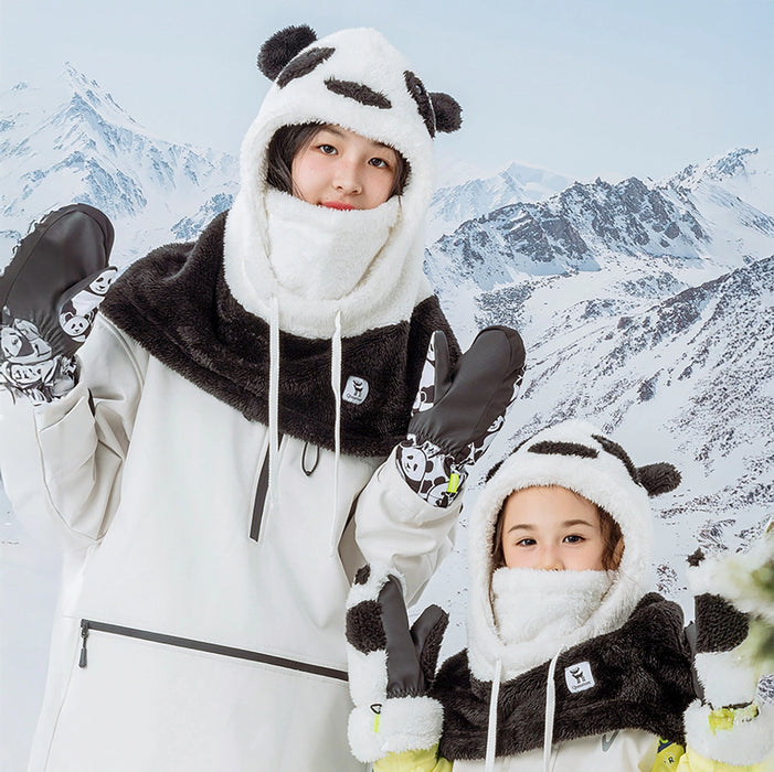 Ски балаклава Qunature Panda за деца/възрастни, размер L - черно/бяло