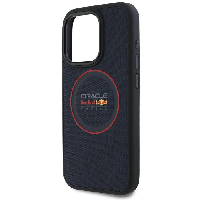Твърд кожен калъф Red Bull RBHMP15X24PUILVR MagSafe с червен пръстен за iPhone 15 Pro Max 6.7", тъмносин