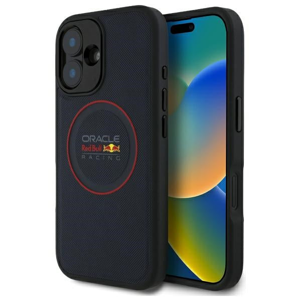 Твърд кожен калъф Red Bull RBHMP16M24PUILVR с Red Ring MagSafe за iPhone 16 Plus 6.7", морско син