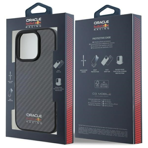 Твърд калъф Red Bull RBHMP16X24CFILSK Carbon Fiber Shiny Logo MagSafe за iPhone 16 Pro Max 6.9", черен