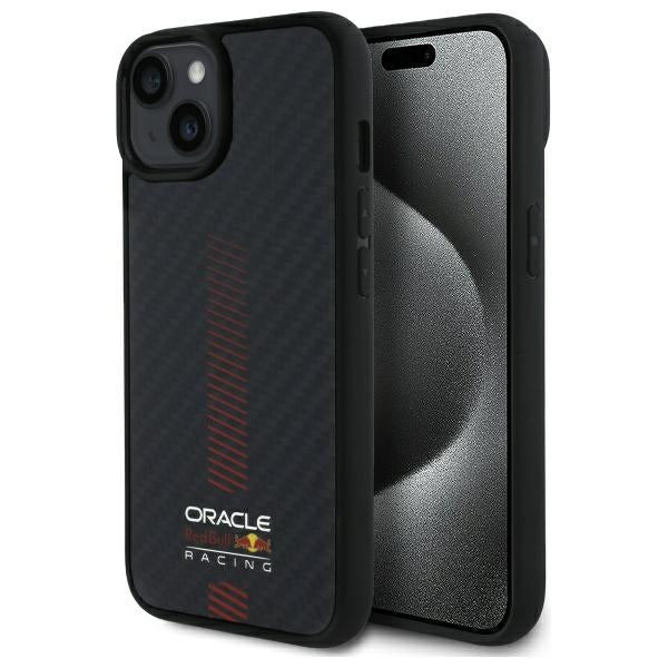 Твърд калъф Red Bull Carbon Fiber Power Bar MagSafe за iPhone 14 6.1", черен