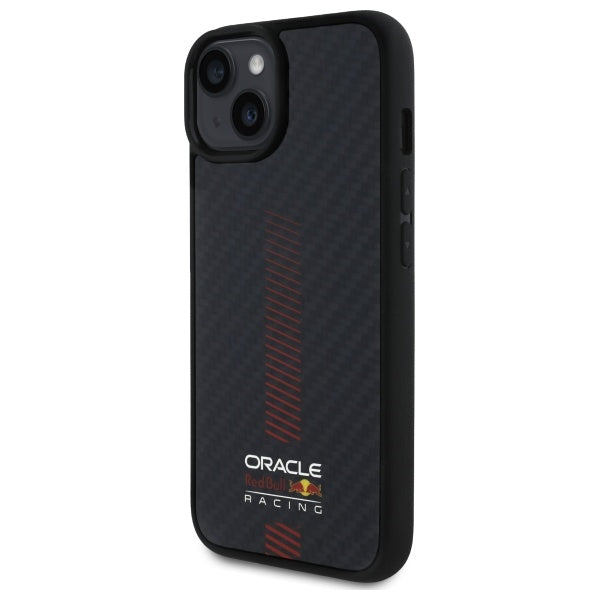 Твърд калъф Red Bull Carbon Fiber Power Bar MagSafe за iPhone 14 6.1", черен
