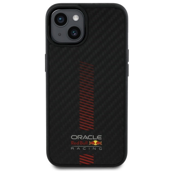 Твърд калъф Red Bull Carbon Fiber Power Bar MagSafe за iPhone 14 6.1", черен