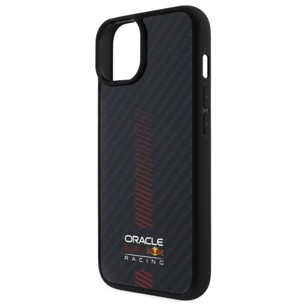 Твърд калъф Red Bull Carbon Fiber Power Bar MagSafe за iPhone 14 6.1", черен