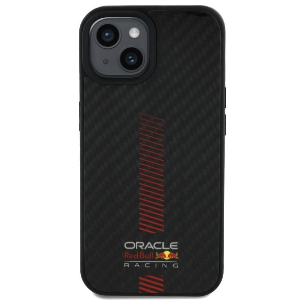 Твърд калъф Red Bull RBHMP15S24CFGSMK Carbon Fiber Power Bar MagSafe за iPhone 15 6.1", черен