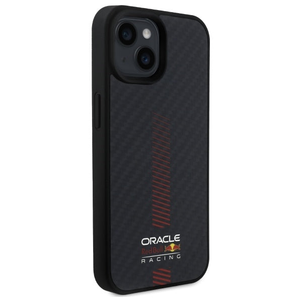 Твърд калъф Red Bull RBHMP15S24CFGSMK Carbon Fiber Power Bar MagSafe за iPhone 15 6.1", черен