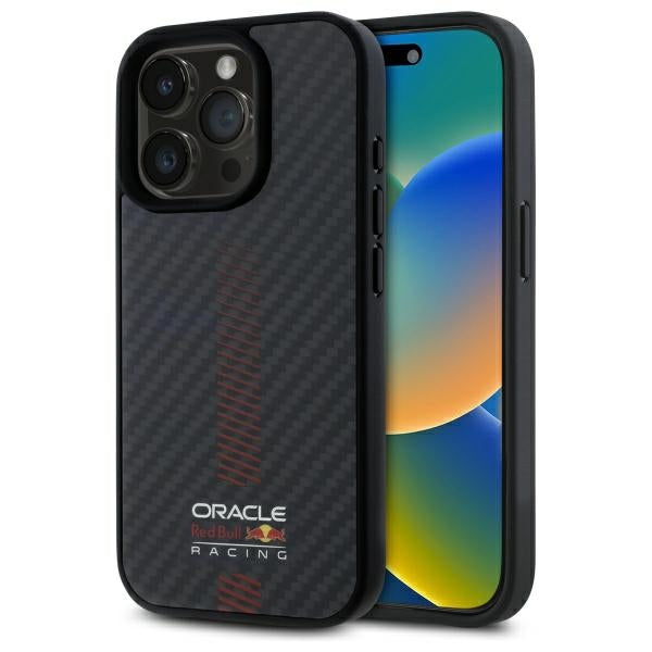 Твърд калъф Red Bull RBHMP15X24CFGSMK Carbon Fiber Power Bar MagSafe за iPhone 15 Pro Max 6.7", черен