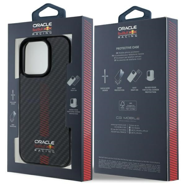Твърд калъф Red Bull RBHMP15X24CFGSMK Carbon Fiber Power Bar MagSafe за iPhone 15 Pro Max 6.7", черен
