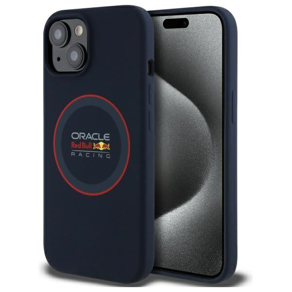 Силиконов твърд калъф Red Bull RBHMP14S24SIILVR MagSafe с Red Ring за iPhone 14 6.1", тъмносин