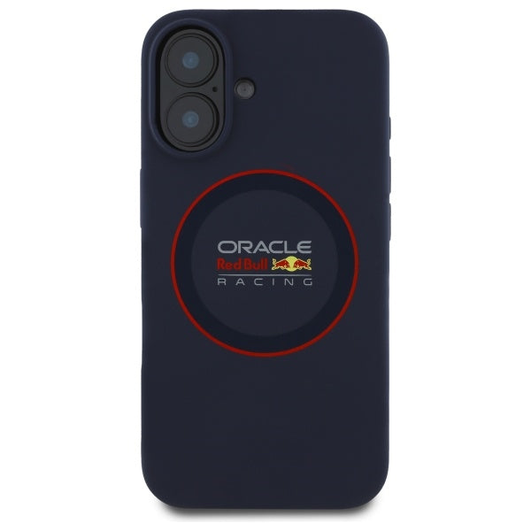 Силиконов твърд калъф Red Bull RBHMP16M24SIILVR MagSafe с червен пръстен за iPhone 16 Plus 6.7", тъмносинь