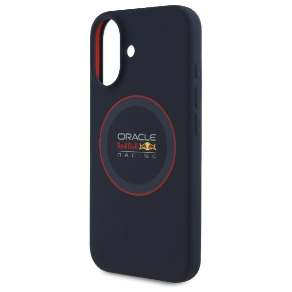 Силиконов твърд калъф Red Bull RBHMP16M24SIILVR MagSafe с червен пръстен за iPhone 16 Plus 6.7", тъмносинь