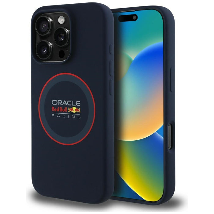 Силиконов твърд калъф Red Bull RBHMP16X24SIILVR MagSafe с Red Ring за iPhone 16 Pro Max 6.9", морско син